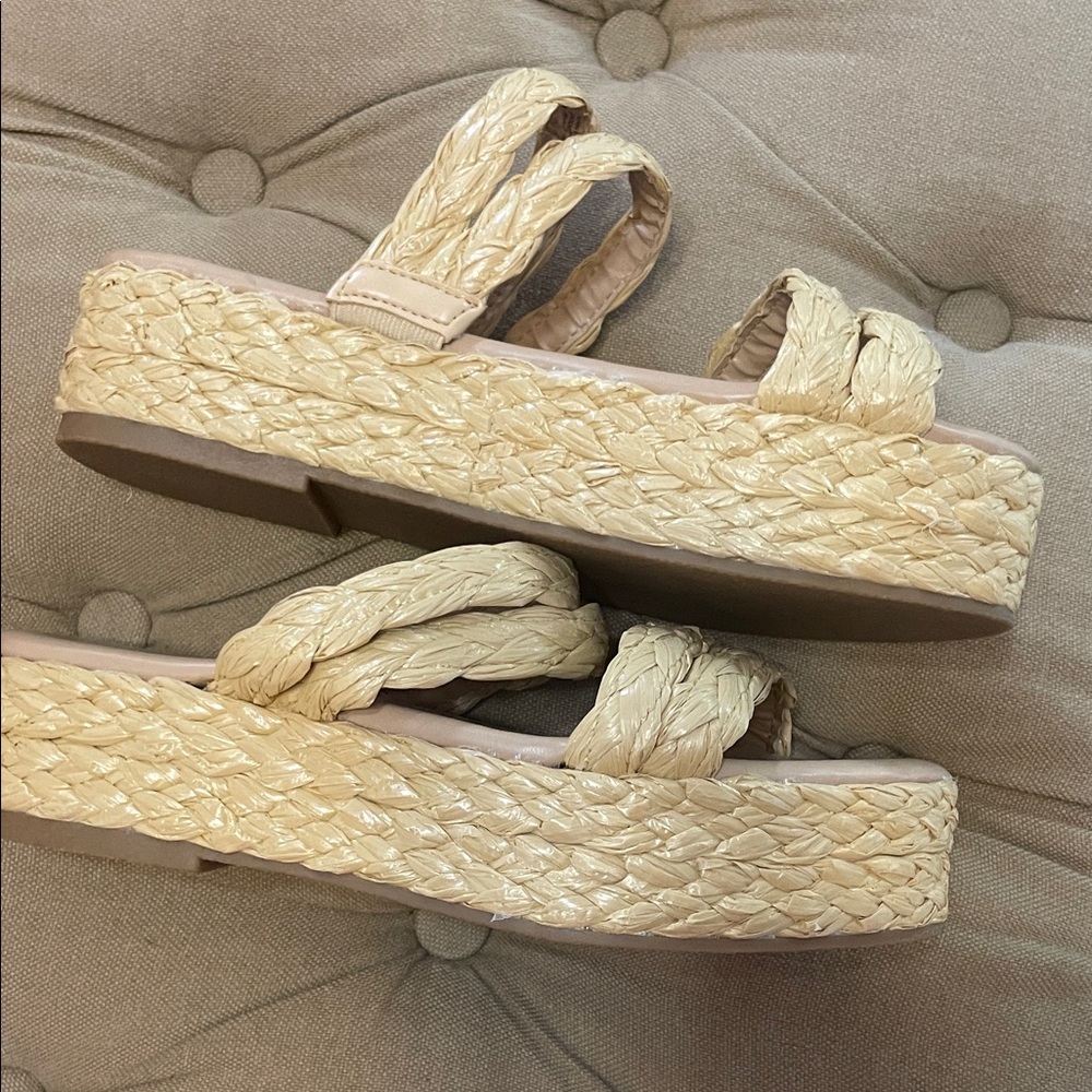 JF Braided Double-Strap Slide Sandals in Beige